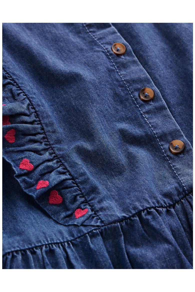 Kids' Frill Shirt Dress, Alternate, color, DENIM HEARTS