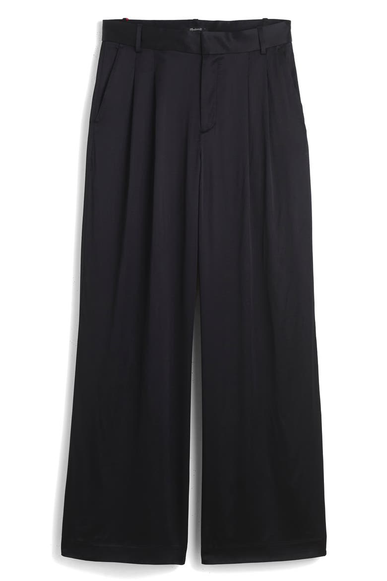 Superwide Leg Trousers in Stretch Satin, Alternate, color, TRUE BLACK