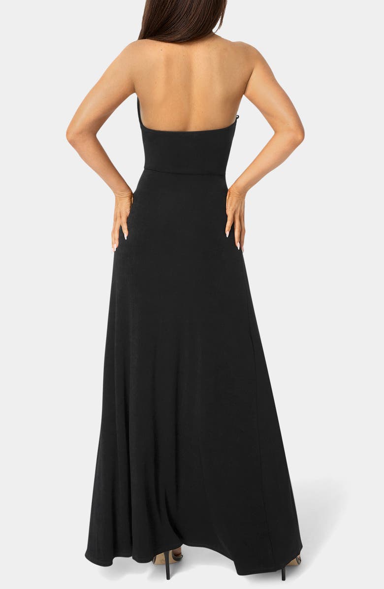 bebe Plunge Neck Maxi Skirt, Alternate, color, Black