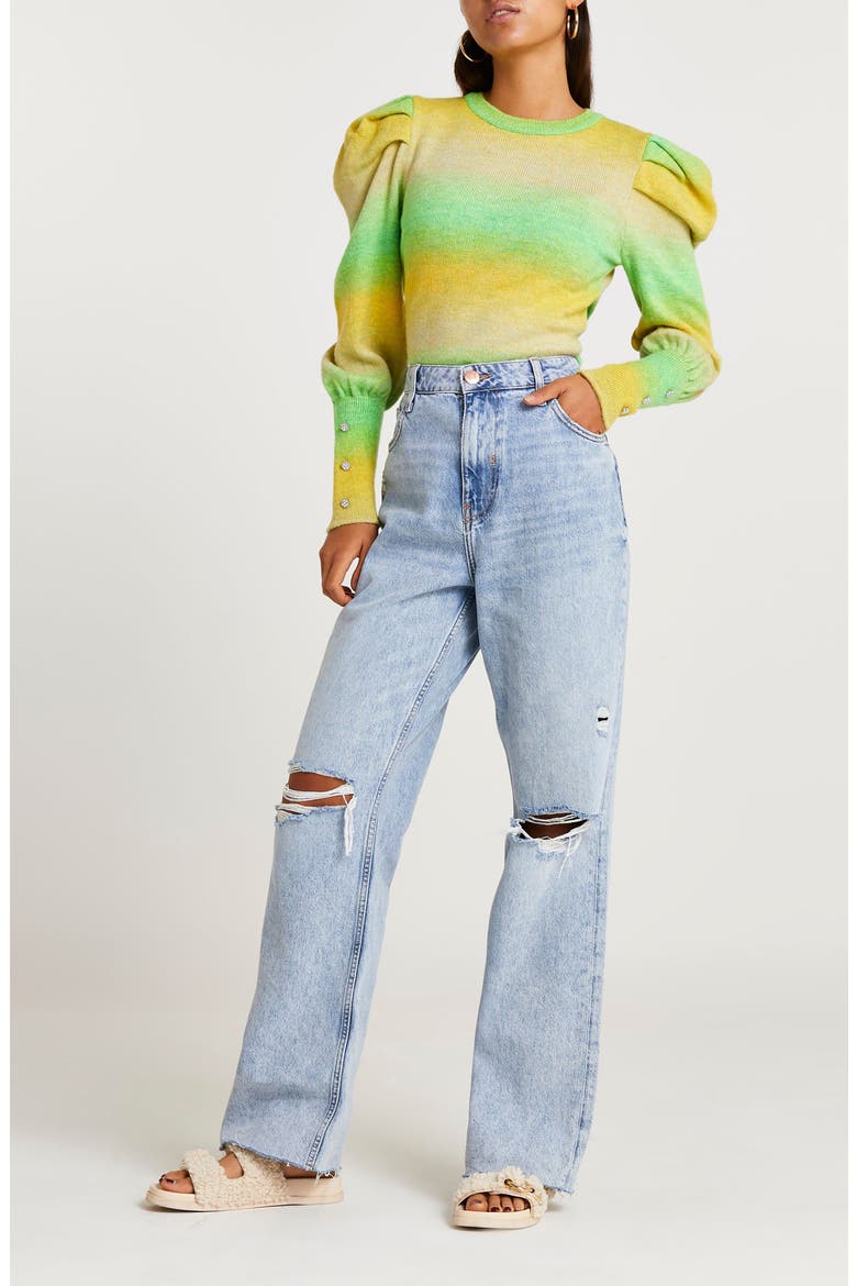 Ombré Stripe Sweater, Alternate, color, BRIGHT GREEN