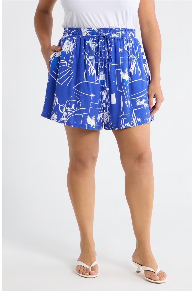 Mims Town Taliya Drawstring Shorts, Main, color, BLUE/WHITE