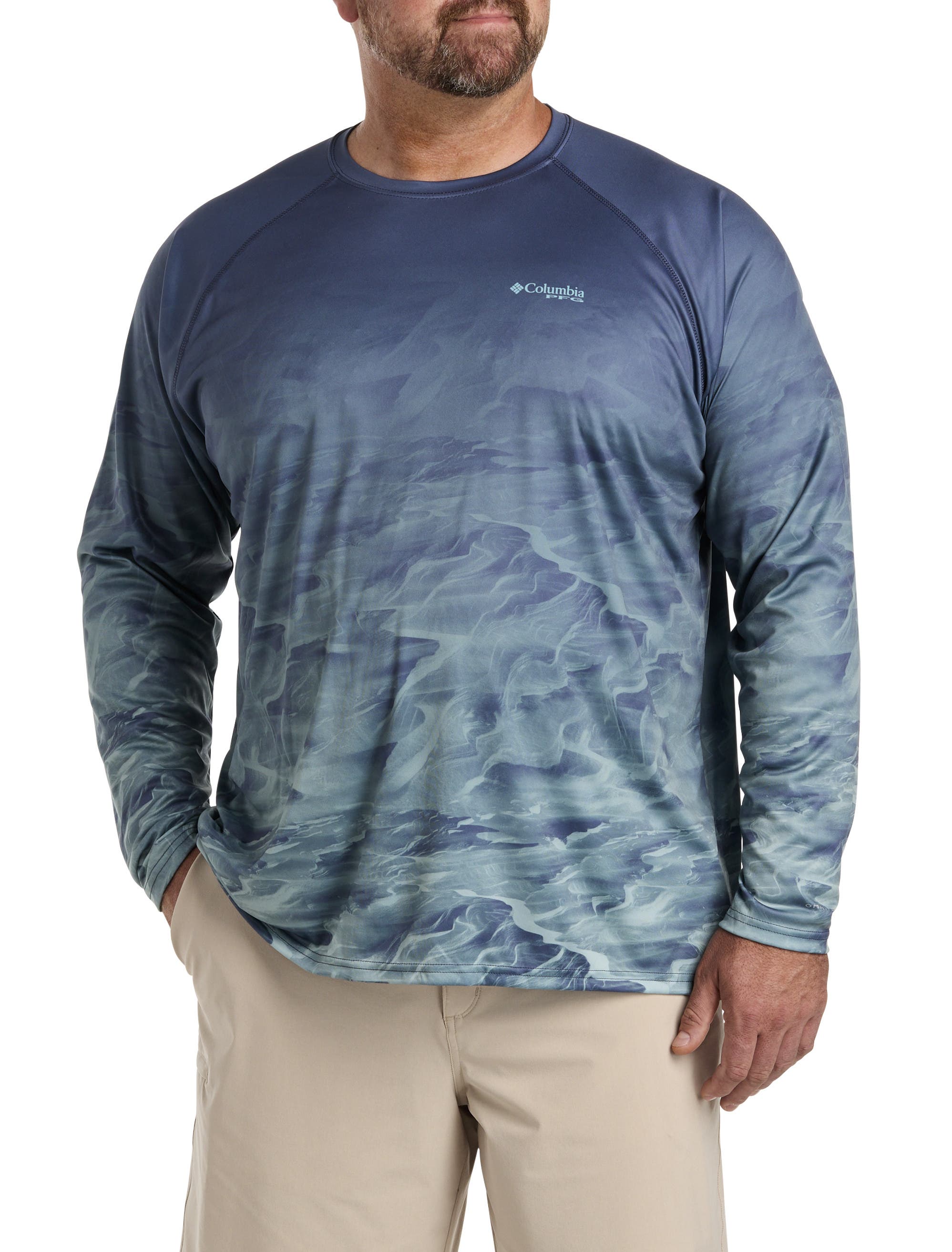 Columbia PFG Super Terminal Tackle Long-Sleeve T-Shirt in Blue Multi 