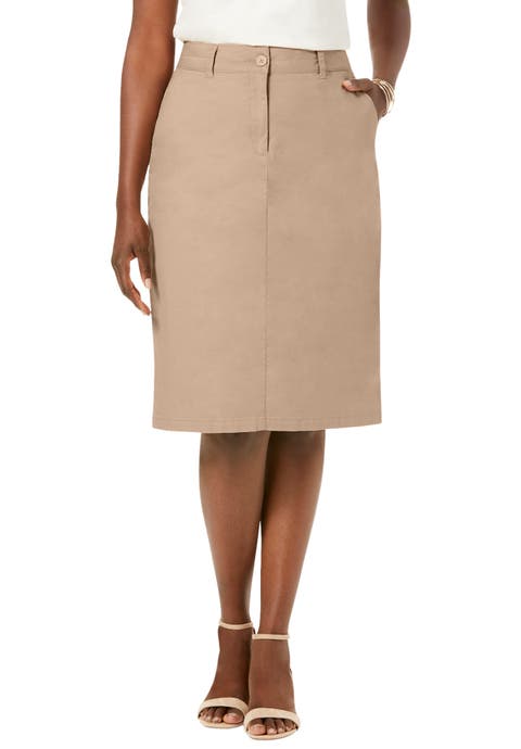 Stretch Cotton Chino Skirt (Plus)