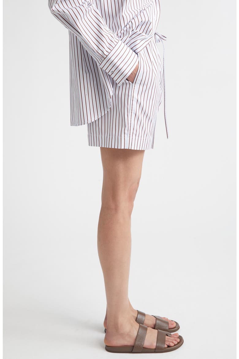 Lory Stripe Cotton Poplin Drawstring Shorts, Alternate, color, DARK RED/ LIGHT BLUE