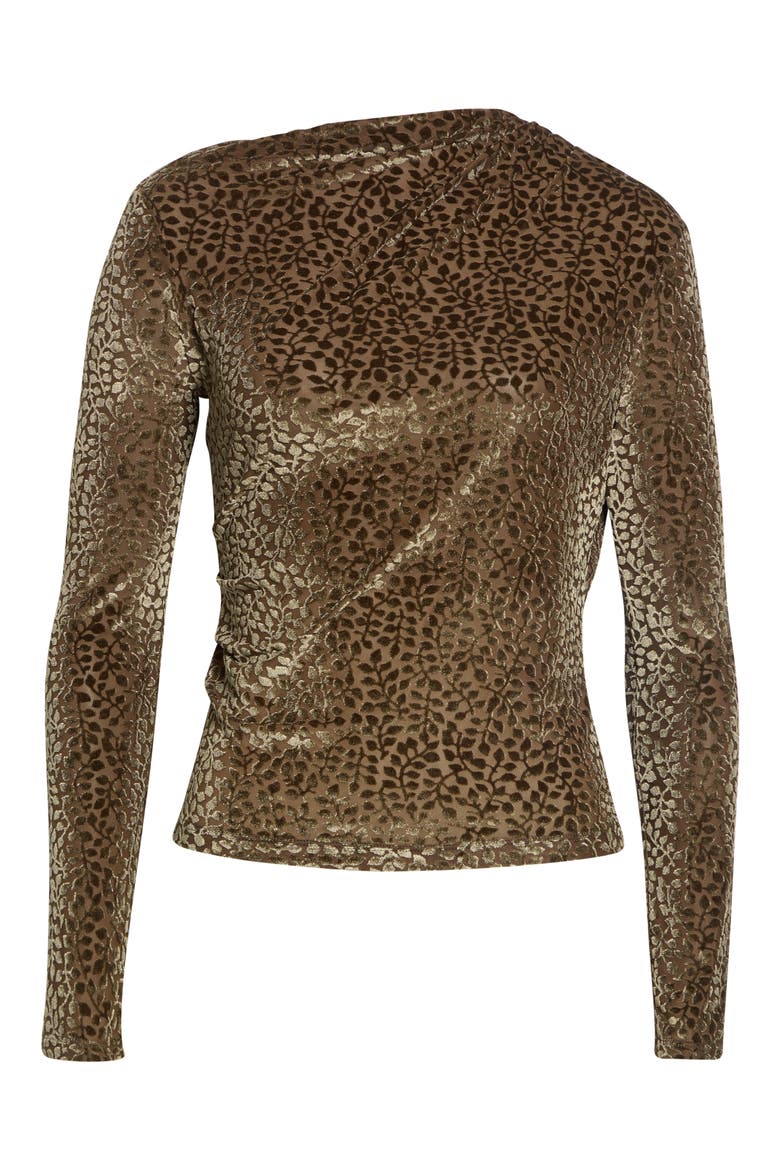 Velour Burnout Draped Top, Main, color, CYPRESS