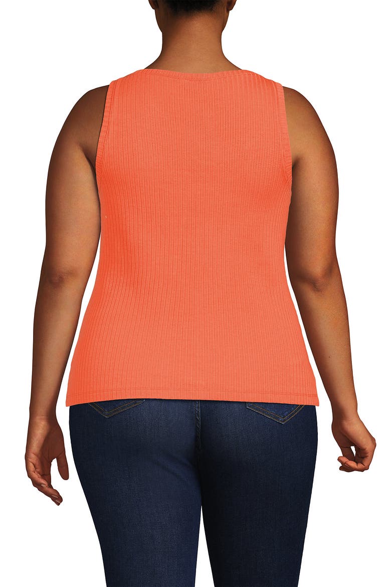 Plus Size Pointelle Rib Uneck Tank, Alternate, color, Papaya Orange