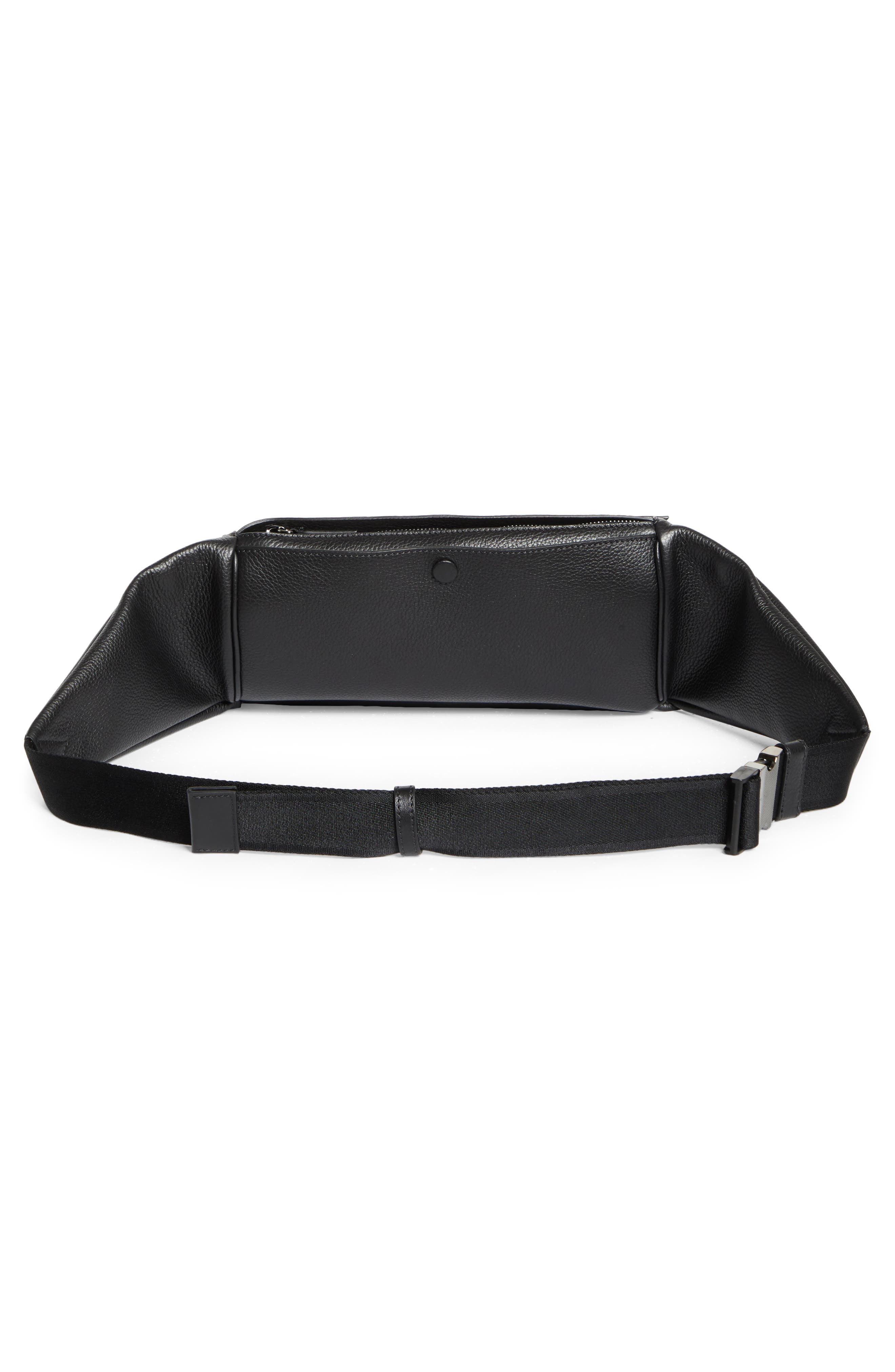 Christian Louboutin Stoic Calfkskin Leather Belt Bag, Alternate, color, Black