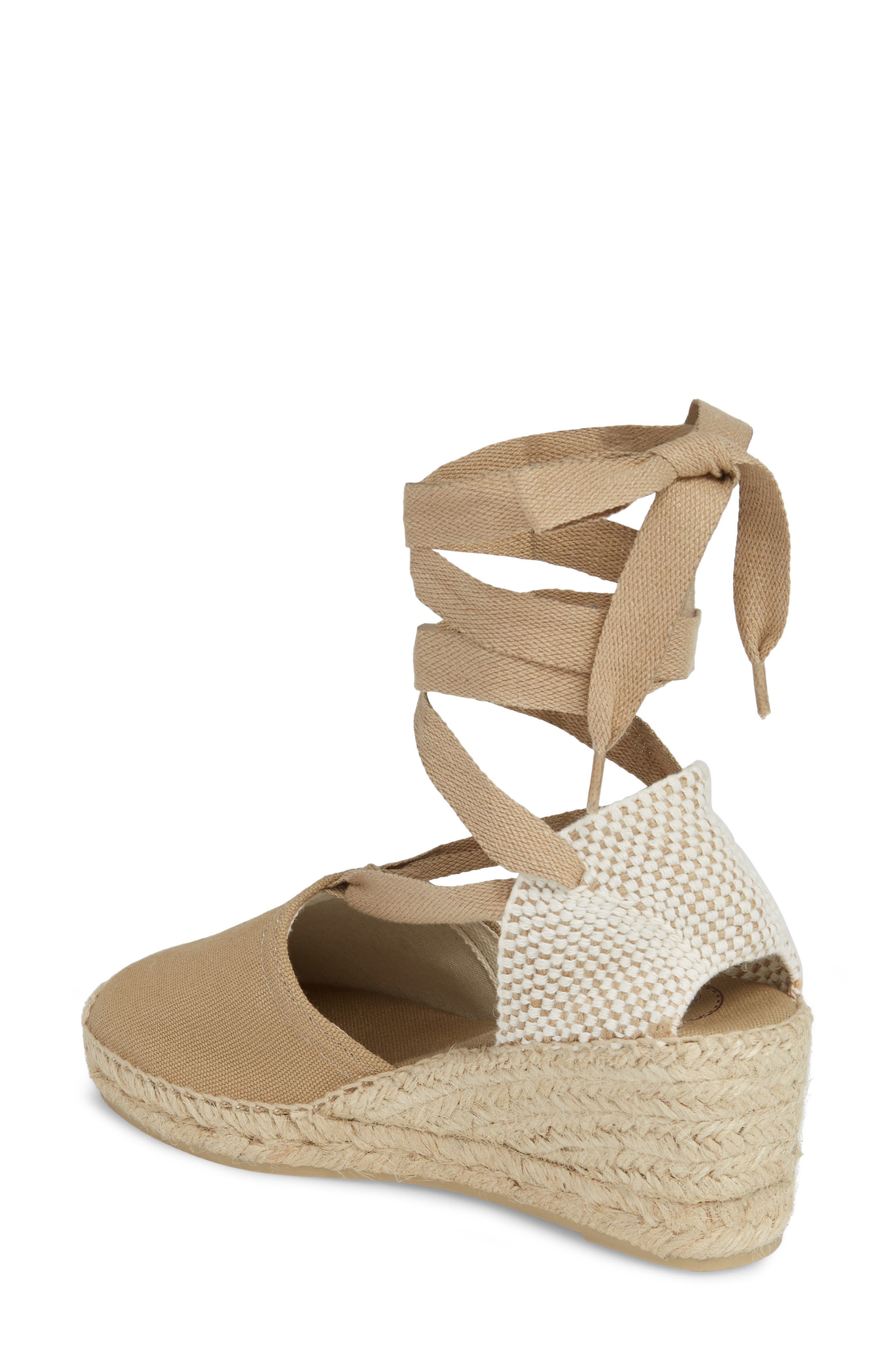 Valencia Wraparound Espadrille Wedge, Alternate, color, STONE FABRIC