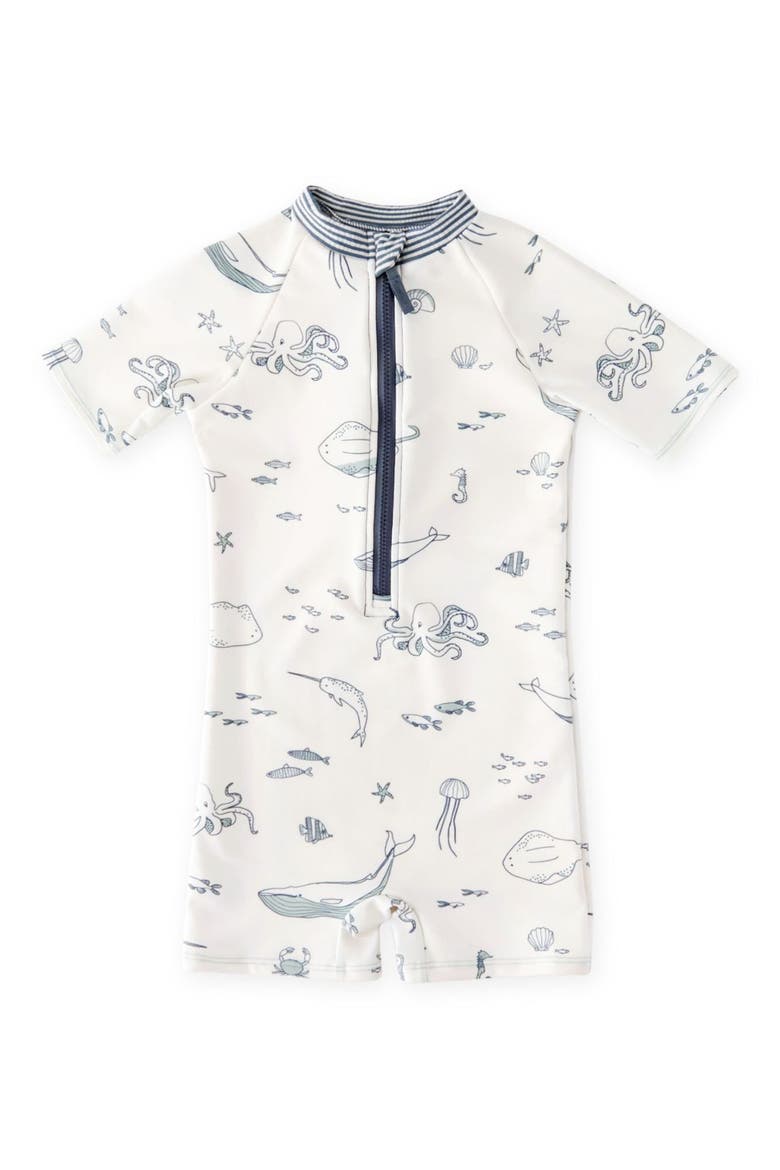 Kids' Short Sleeve One-Piece Rashguard Swimsuit, Main, color, LIFE AQUATIC