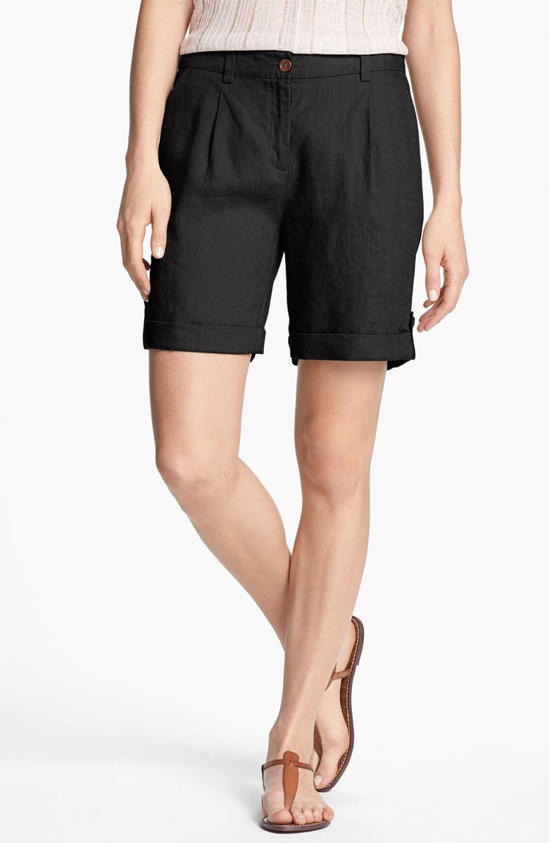 Eileen Fisher Cuff Linen Shorts, Main, color, 