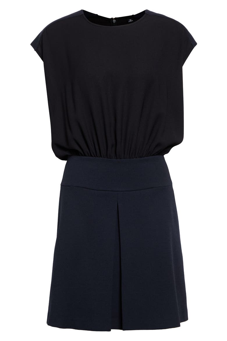 Mixed Media Punto Milano Jersey Dress, Alternate, color, SOLID BLUE NAVY