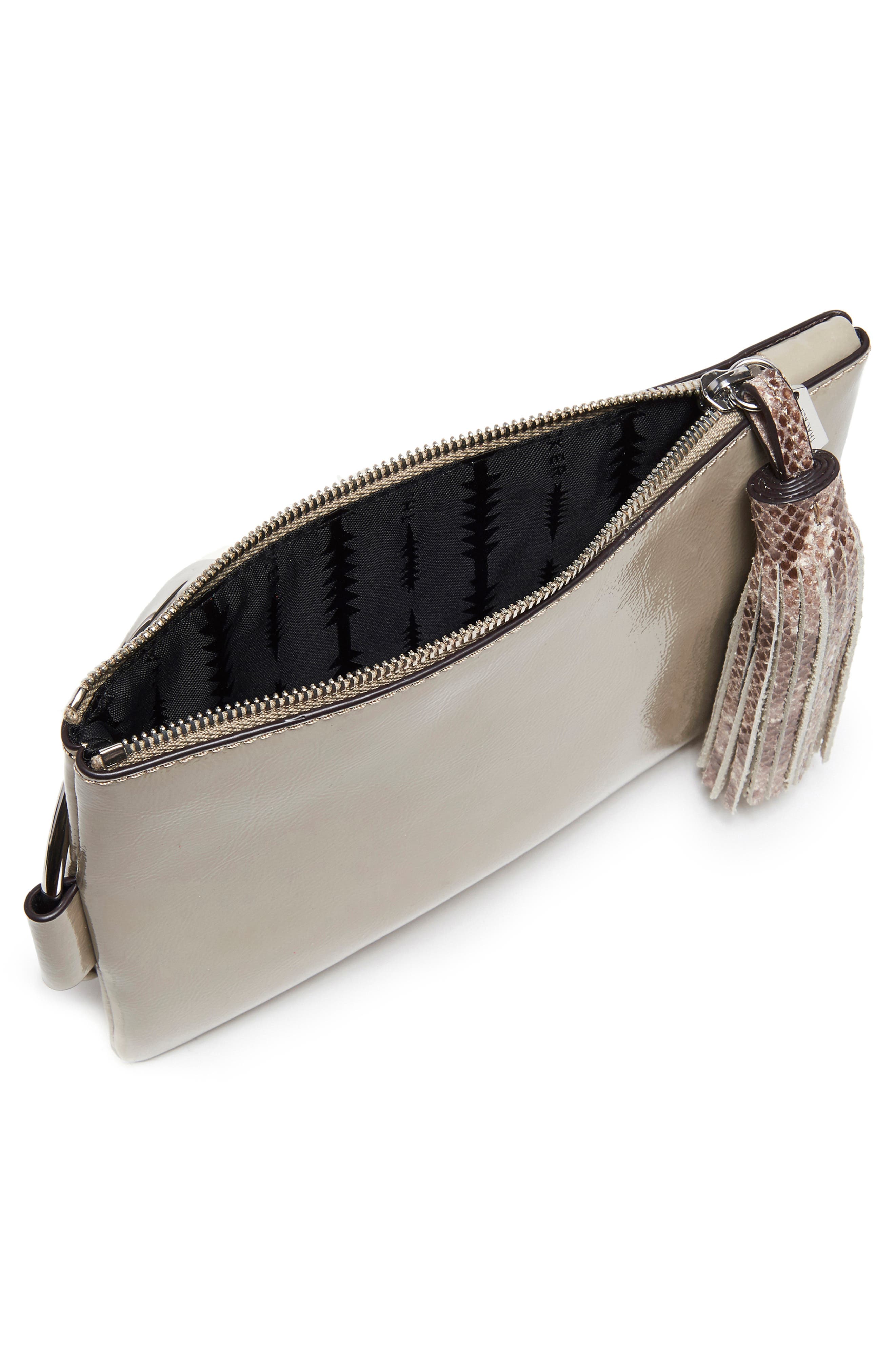 Nolita Ring Handle Leather Clutch, Alternate, color, TAUPE