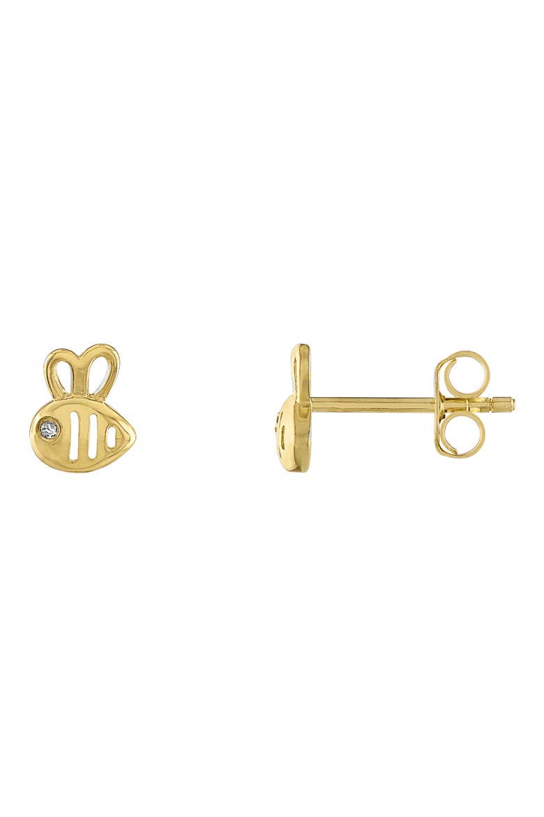 Bee Diamond Stud Earrings - 0.01ct., Main, color, GOLD