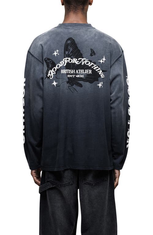 Good For Nothing Liberty Relaxed Long-sleeve Printed T-shirt In Black