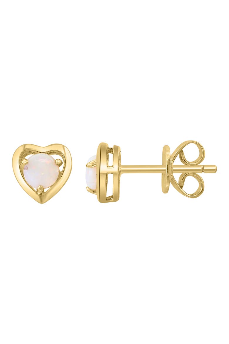 Round Opal Heart Stud Earrings, Alternate, color, WHITE/ GOLD