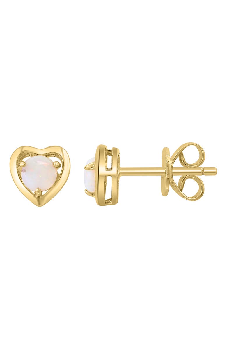 EFFY Round Opal Heart Stud Earrings, Alternate, color, White/ Gold