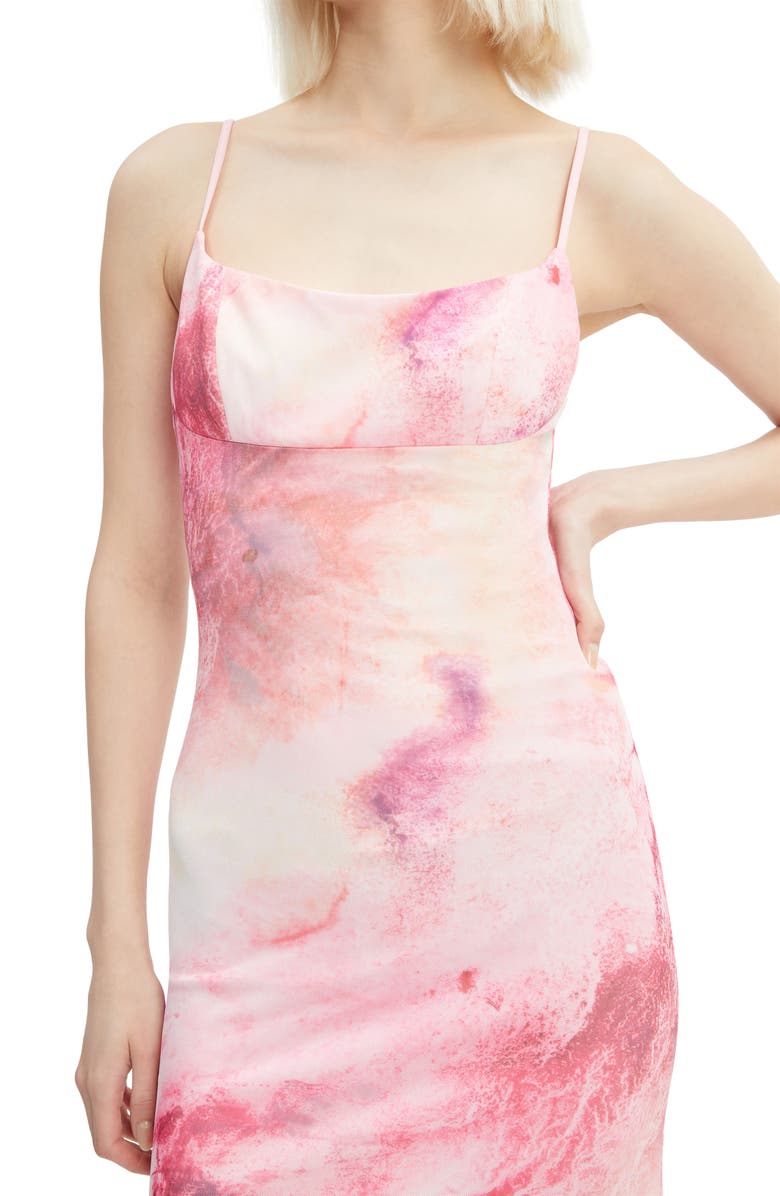 Bardot Adoni Printed Mesh Midi Dress, Alternate, color, Pink Tie Dye