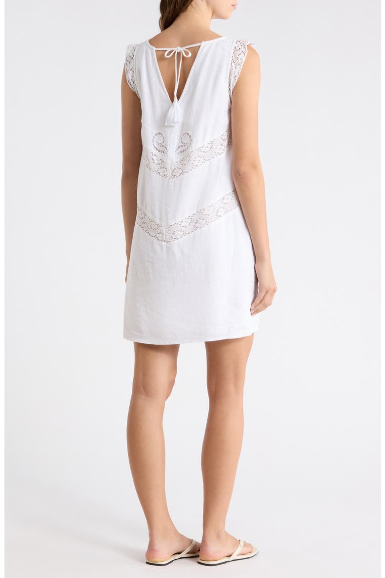 Schiffli Linen Blend Shift Dress, Alternate, color, BRIGHT WHITE