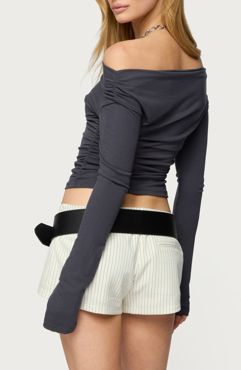 EDIKTED Milane Ruched Off the Shoulder Top, Alternate, color, 