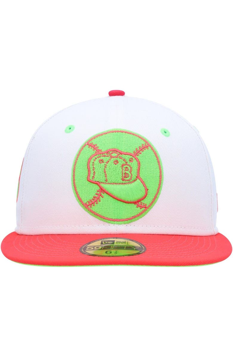New Era Men's New Era White/Coral Brooklyn Dodgers Cooperstown Collection 1955 World Series Strawberry Lolli 59FIFTY Fitted Hat, Alternate, color, 