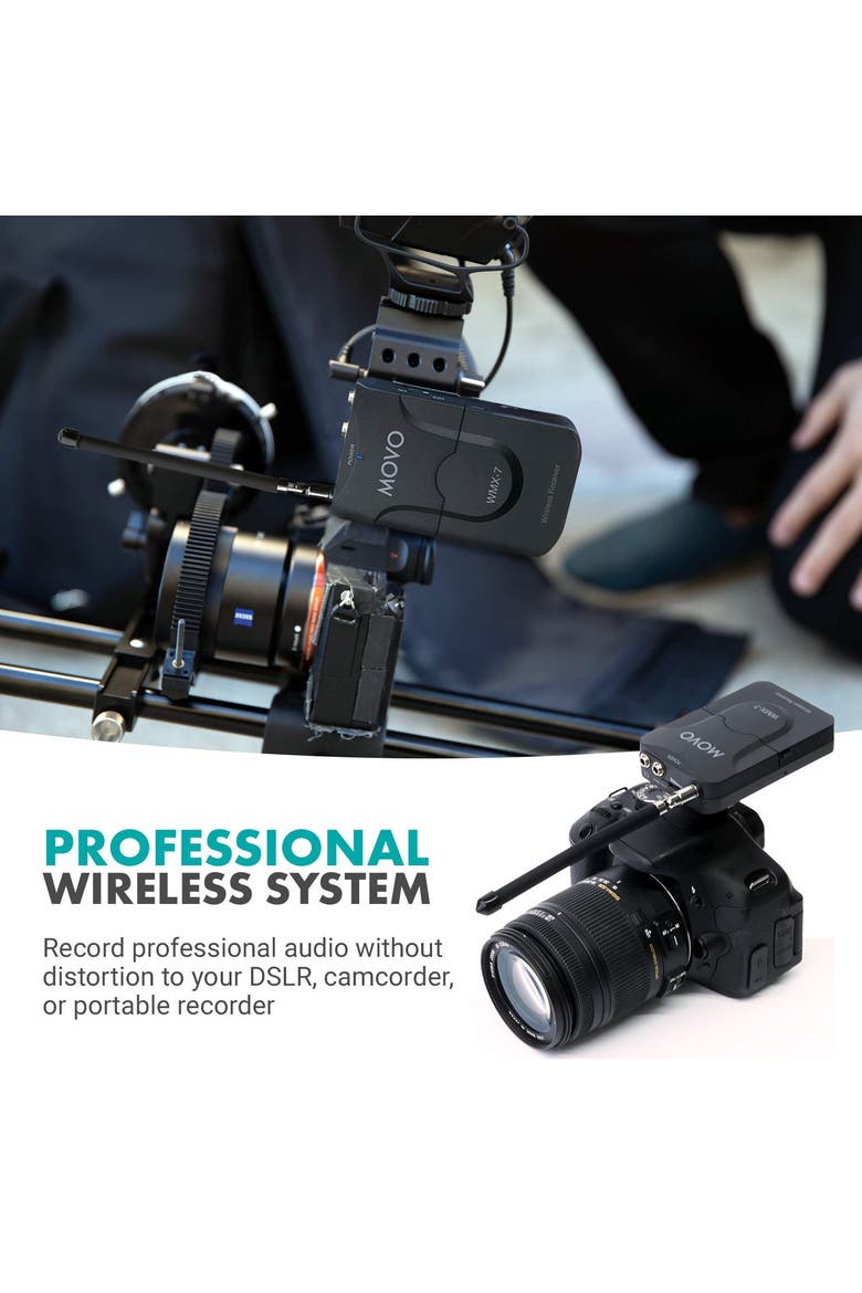 WMX-7 VHF 12-Channel Wireless Lavalier Microphone System Compatible with DSLR Cameras, Camcorders, Smartphones, Alternate, color, Black