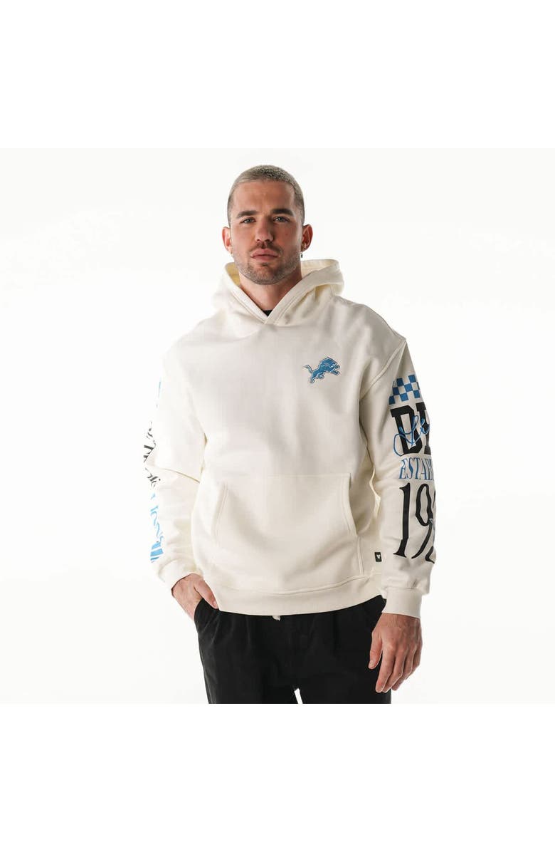 THE WILD COLLECTIVE Unisex The Wild Collective Cream Detroit Lions Stacked Graphic Sleeve Fleece Hoodie, Main, color, Cream