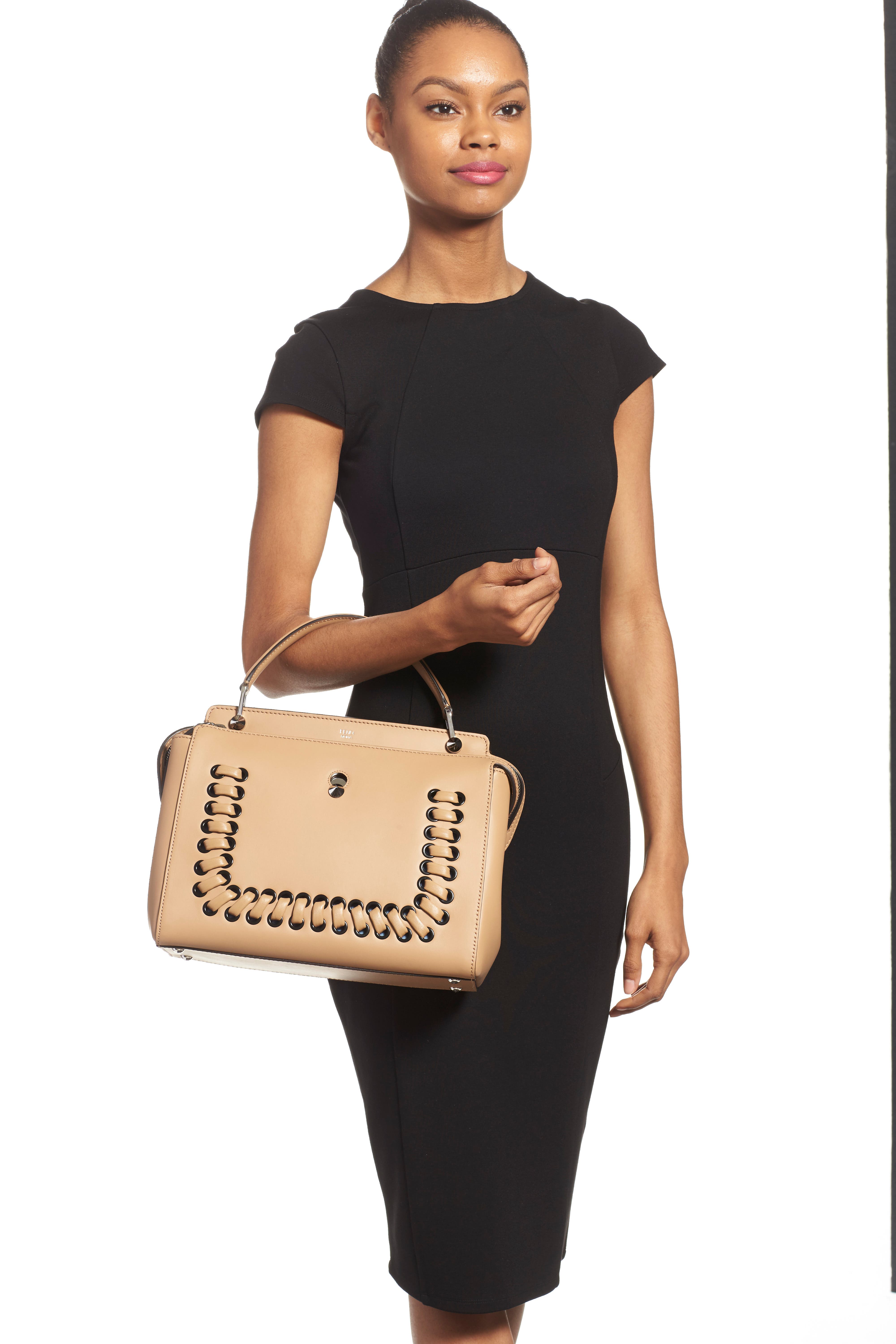 'DOTCOM' Lace-Up Leather Satchel, Alternate, color, CUOIO/ CERULIO