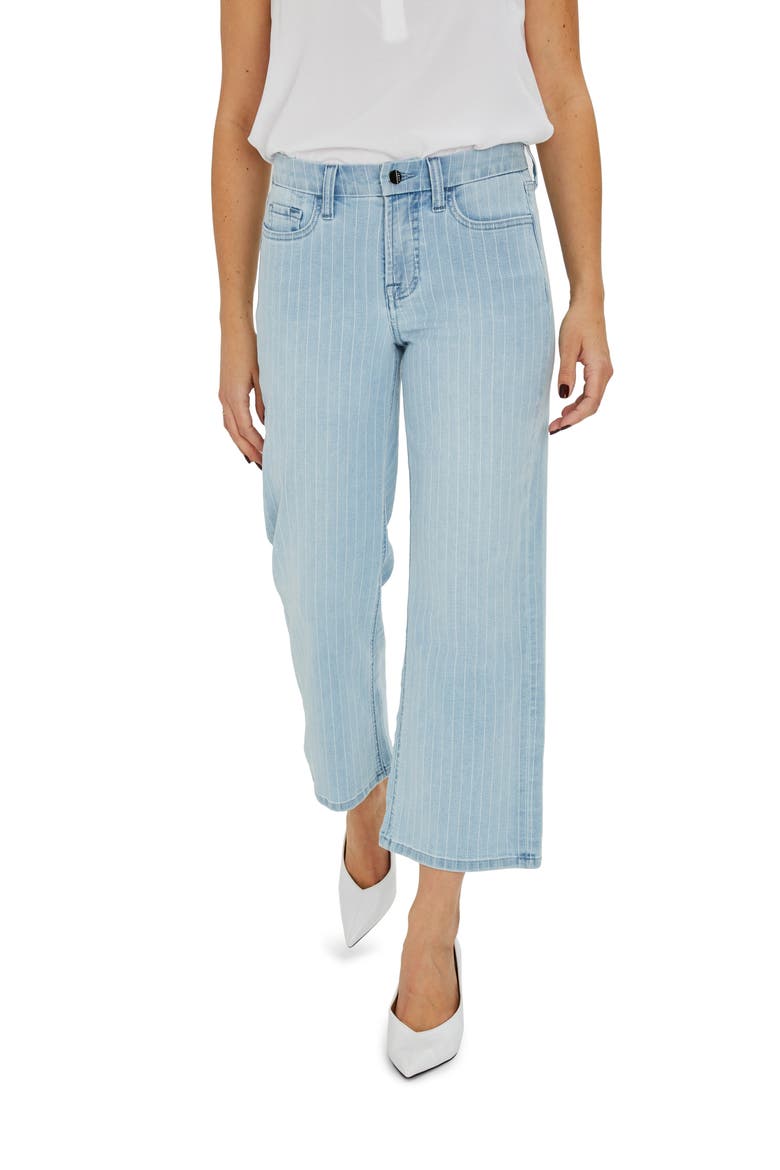 JEN7 Crop Wide Leg Jeans, Main, color, PINSTRIPE