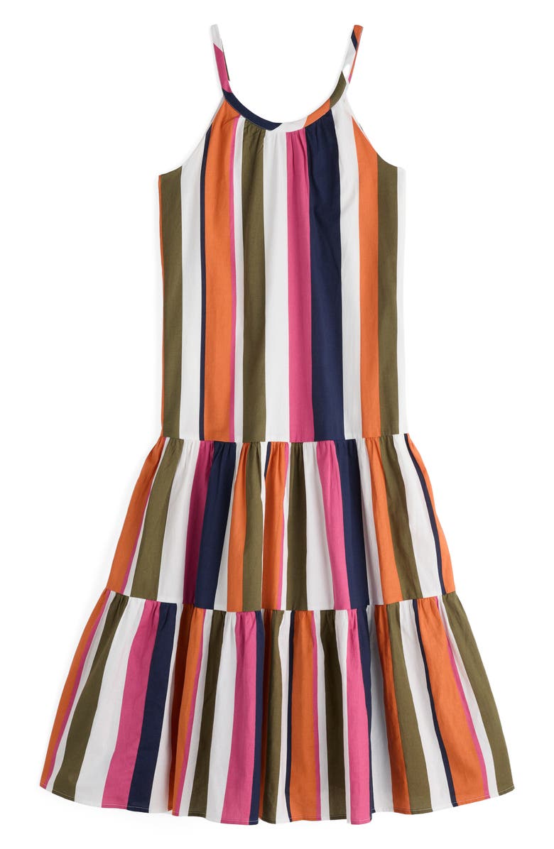 Seasalt Cornwall Alba Stripe Tiered Midi Dress, Alternate, color, Indian Summer Multi
