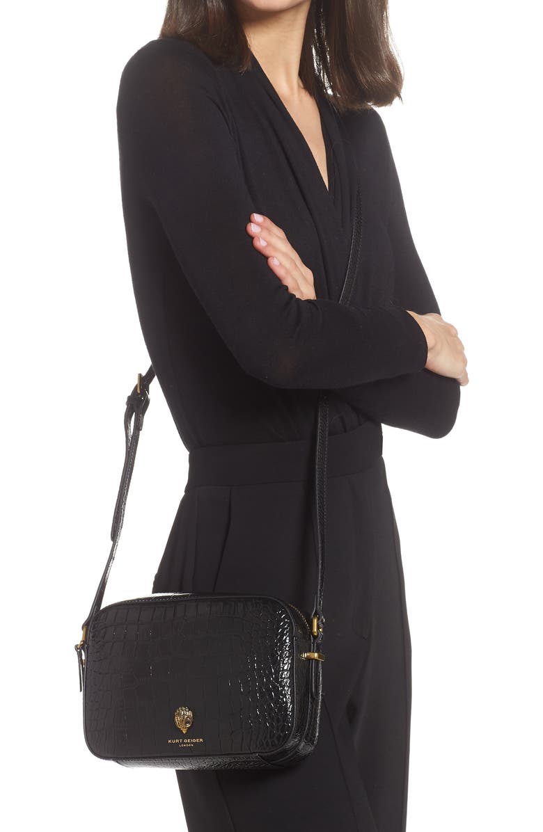 Kurt Geiger London Richmond Croc Embossed Leather Crossbody Bag, Alternate, color,