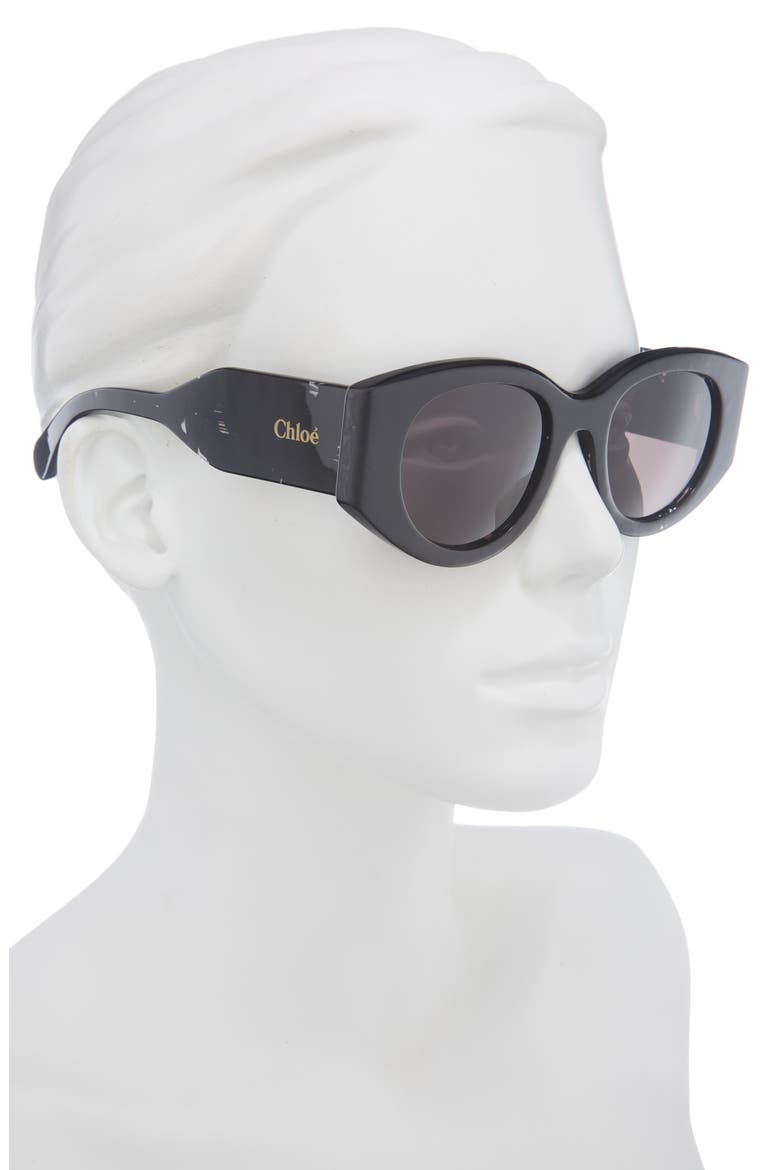51mm Round Sunglasses, Alternate, color, BLACK BLACK GREY