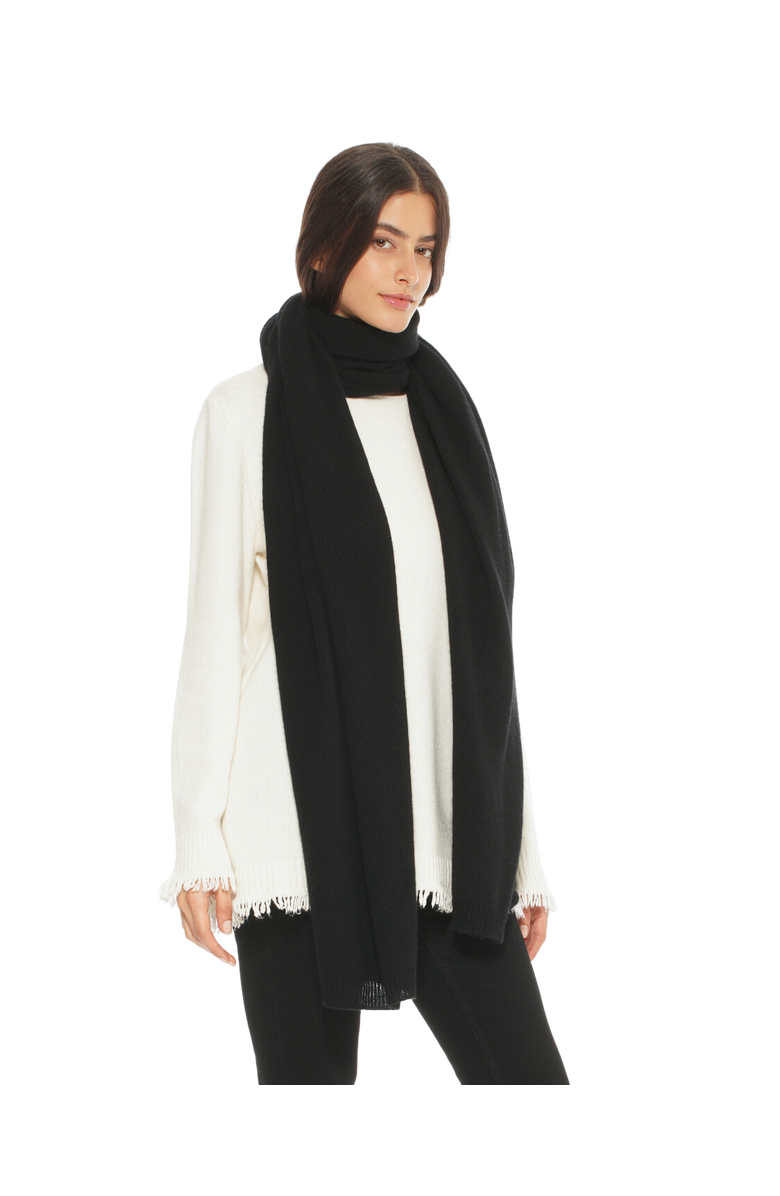 Monticelli Cashmere Lightweight Pure Cashmere Long Wrap Scarf, Alternate, color, Black