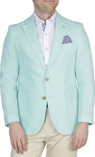 Solid Notch Lapel Linen Blend Sport Coat