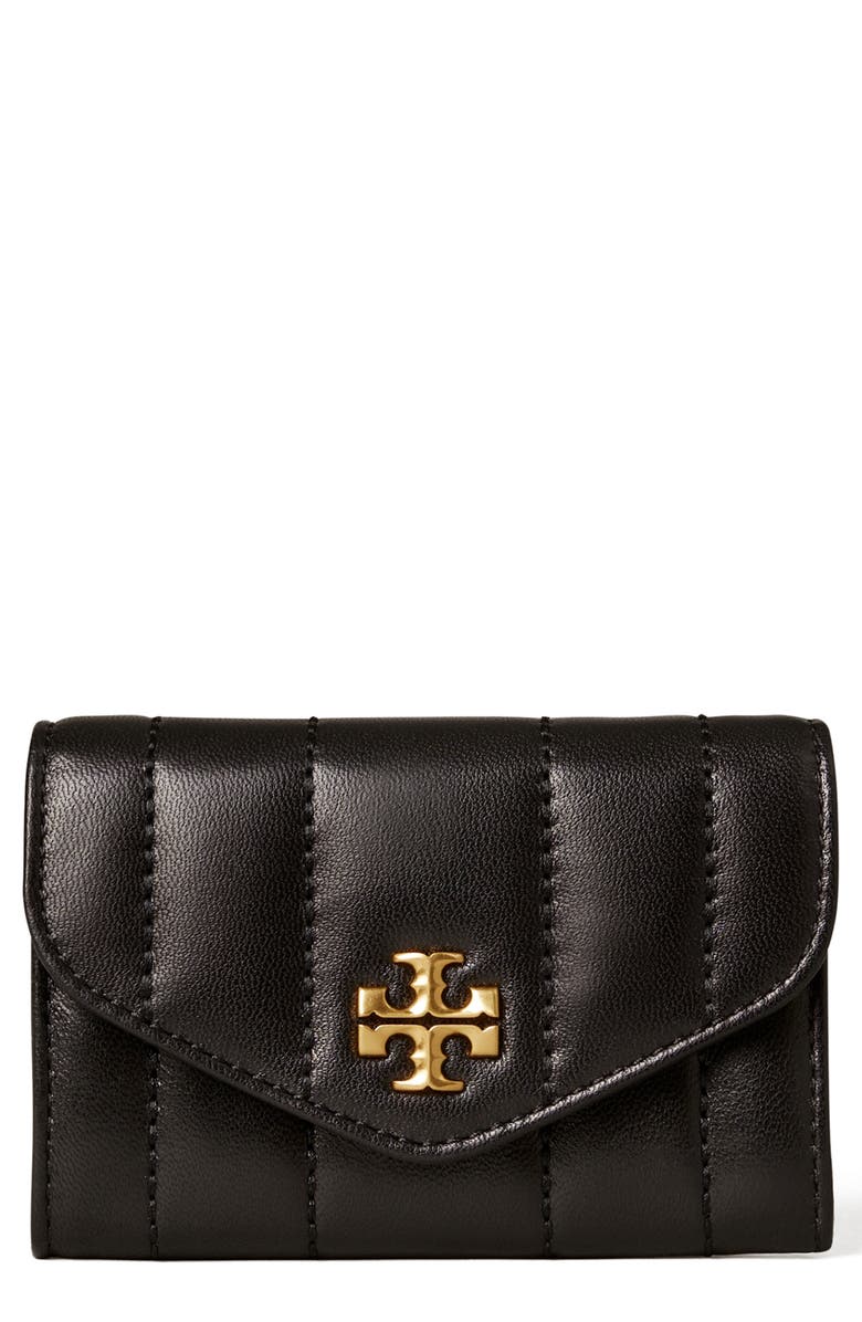 Tory Burch Kira Flap Leather Card Case, Main, color,