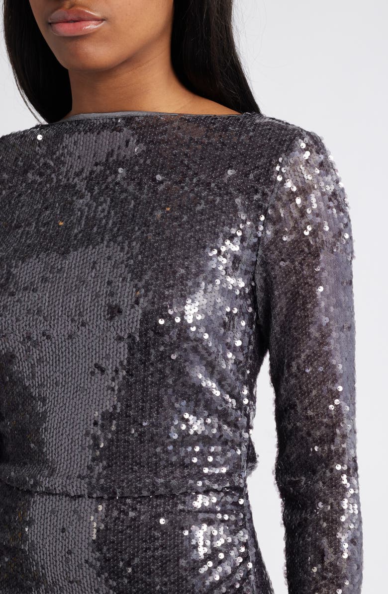 WAYF Kieran Sequin Cowl Back Long Sleeve Cocktail Dress, Alternate, color, 
