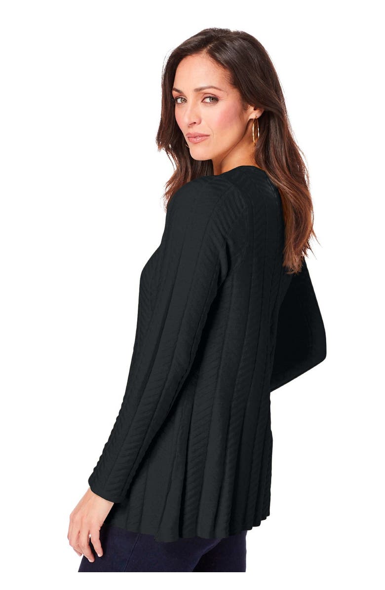 Jessica London Chevron Fit & Flare Sweater, Alternate, color, Black