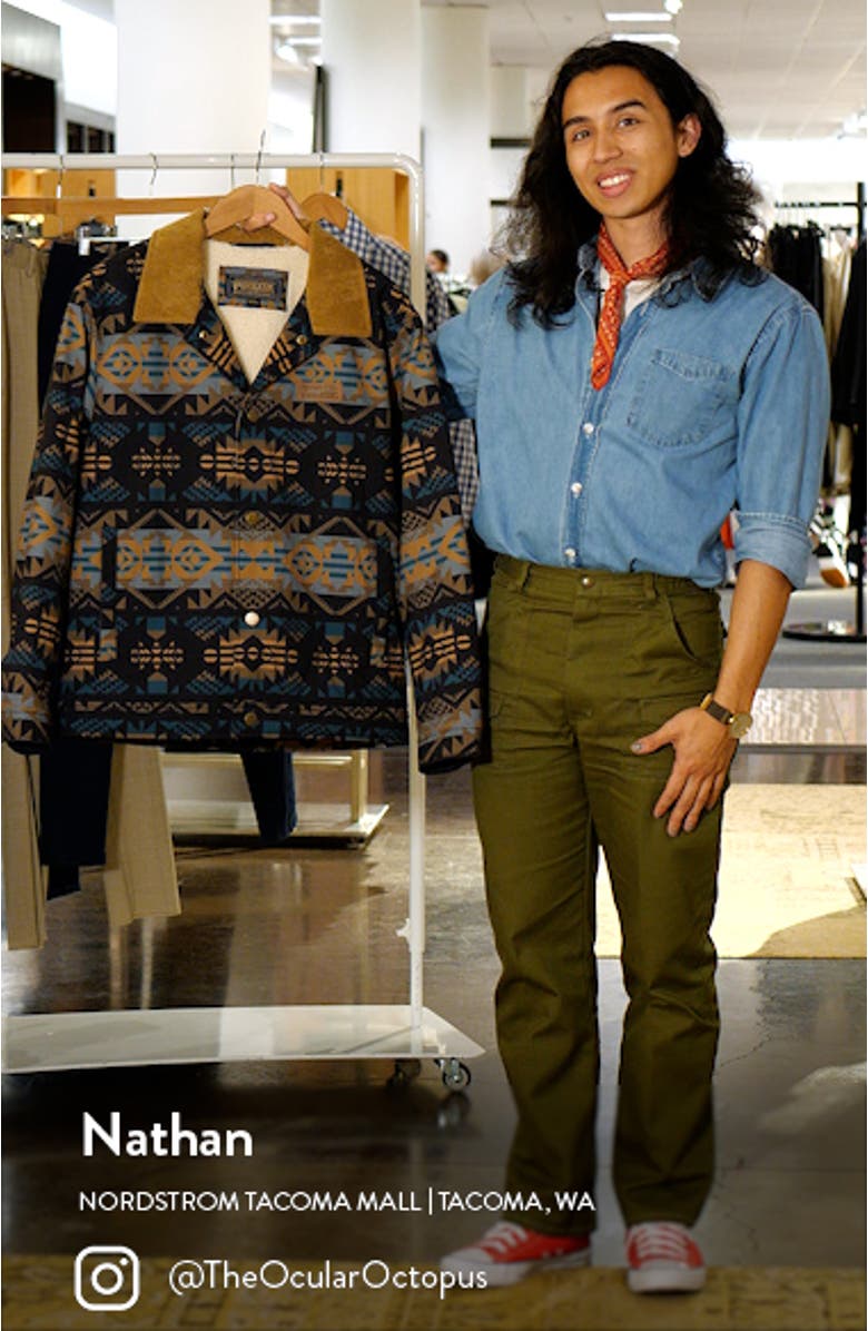 Pedro Stadium Trucker Jacket with Faux Shearling Lining, sales video thumbnail