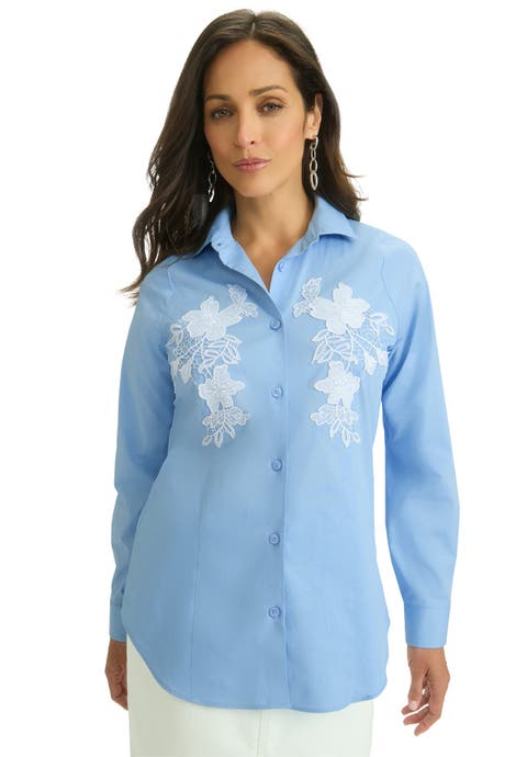 Applique Poplin Shirt (Plus)