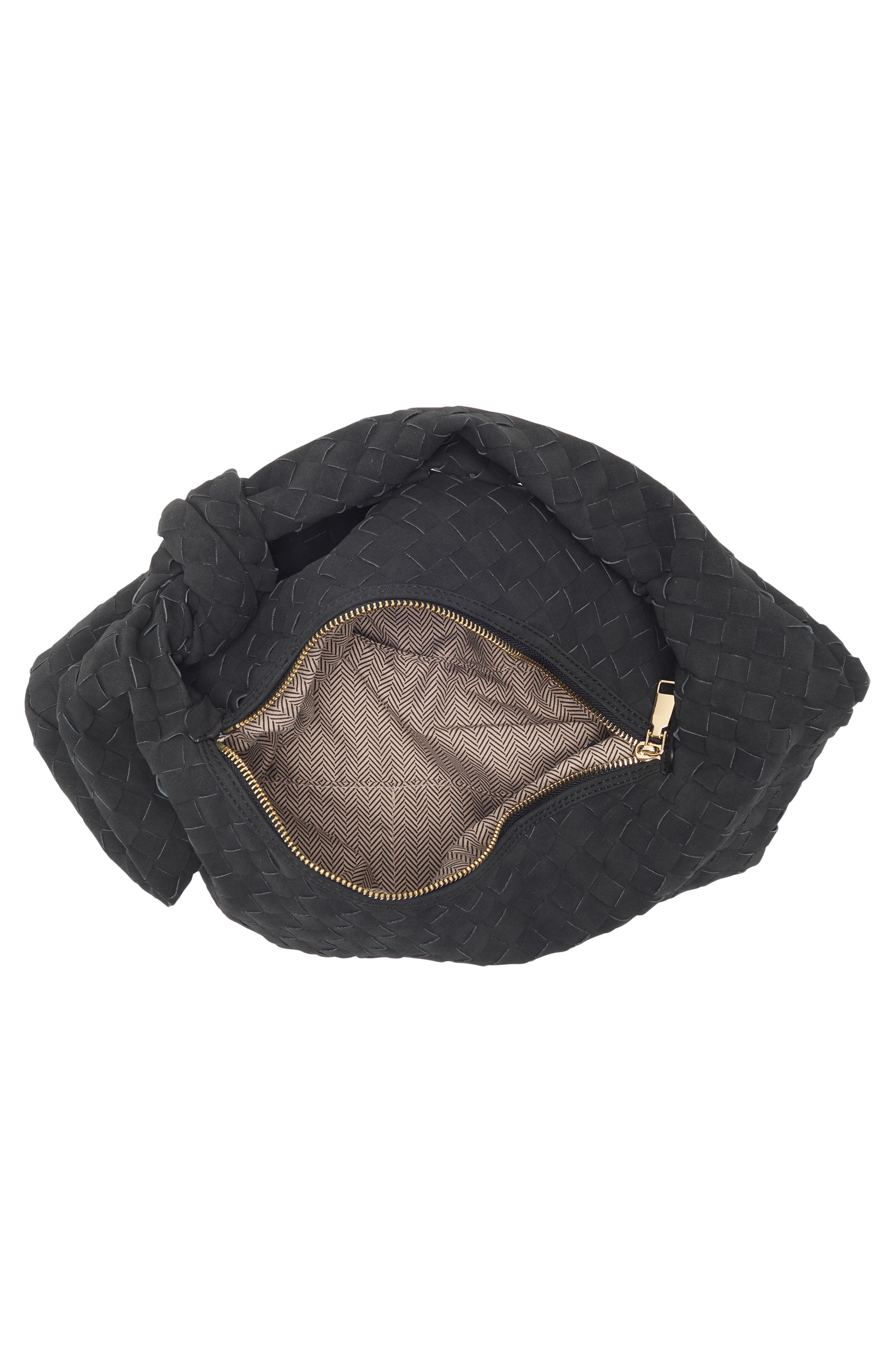 URBAN EXPRESSIONS HANDBAGS Woven Faux Suede Hobo Shoulder Bag, Alternate, color, Black