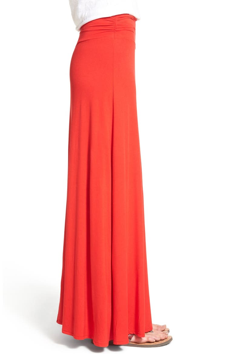 Ruched Waist Side Slit Maxi Skirt, Alternate, color, PIPER RED