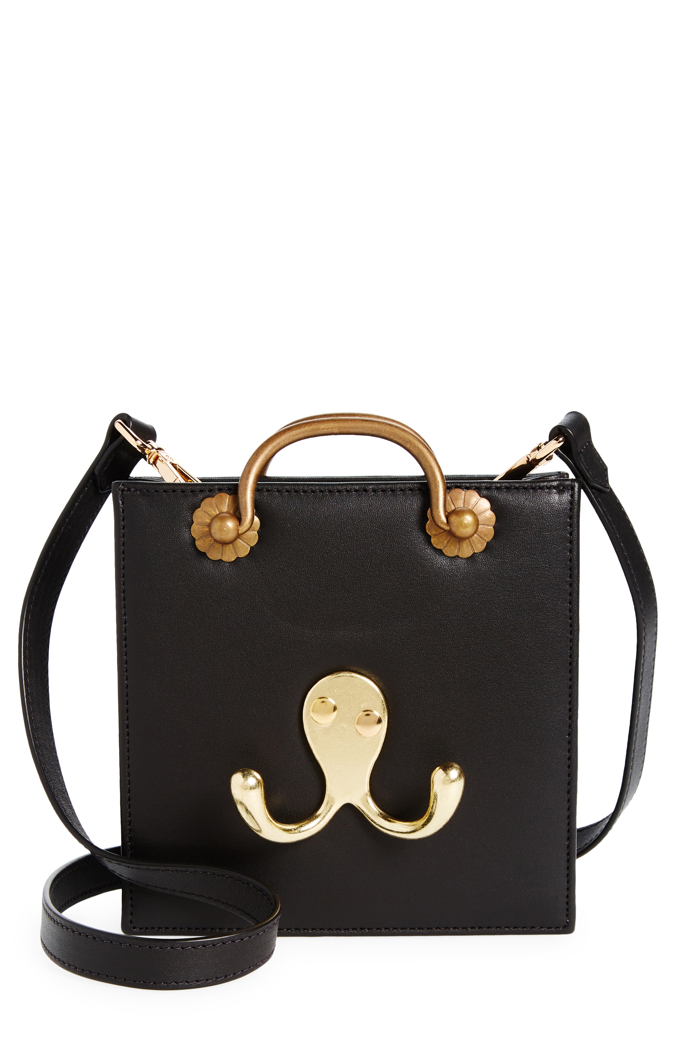 The Baby Beast Bag Leather Tote, Main, color, BLACK