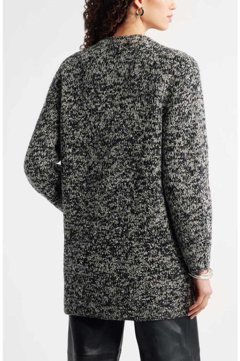 Marled Bouclé Sweater Coat, Alternate, color, BLACK-IVORY MARL