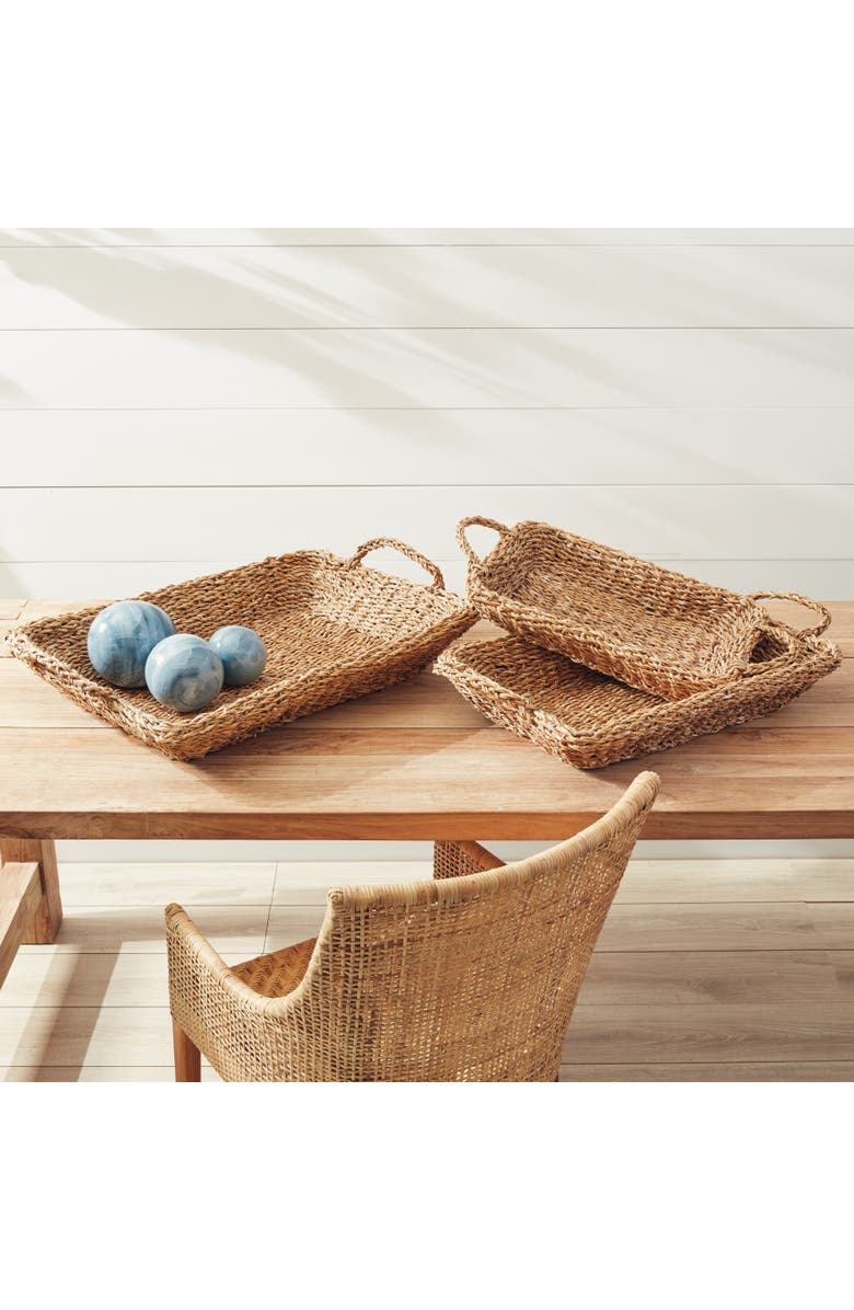 Napa Home & Garden Seagrass Trays With Handles Set of 3, Alternate, color, Beige