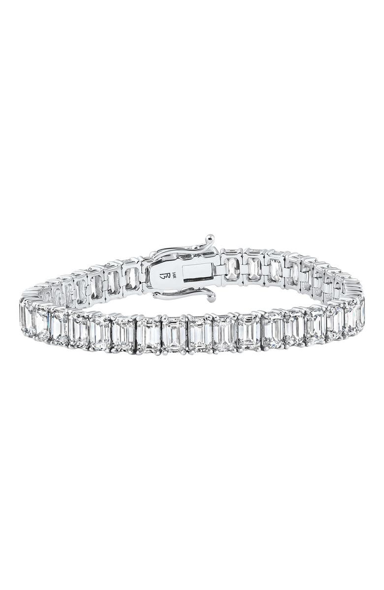 Bliss Diamond 28Ct Emerald Diamond Tennis Bracelet 14k Gold 7" 17.5g Lab Grown, Alternate, color, 14K White Gold
