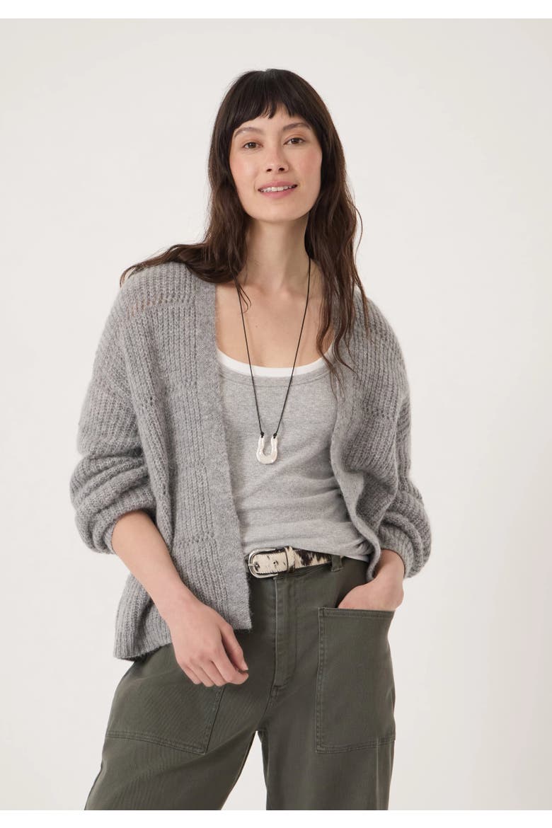 Allegra Pointelle Stitch Cardigan, Main, color, Mid Grey Marl