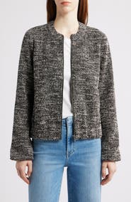 NIC+ZOE Chevron Tweed Bomber Jacket