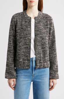 NIC+ZOE Chevron Tweed Bomber Jacket
