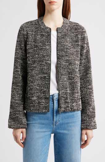 NIC+ZOE Chevron Tweed Bomber Jacket
