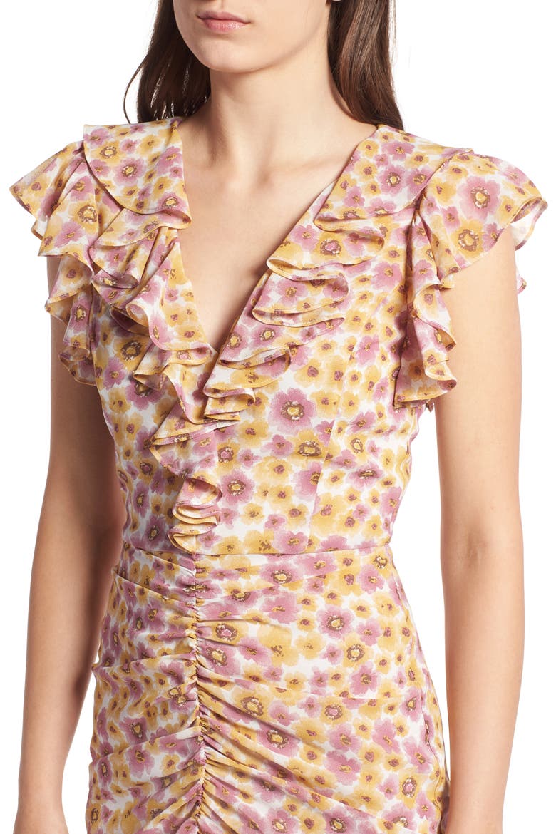 Daphine Midi Dress, Alternate, color, YELLOW WILDFLOWERS