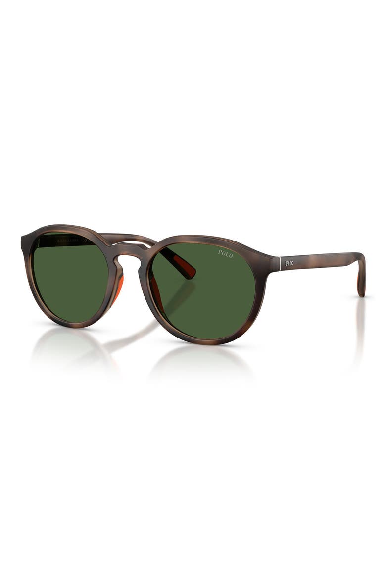 53mm Round Sunglasses, Alternate, color, MATTE DARK HAVANA / GREEN